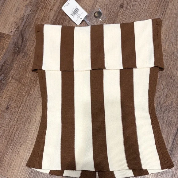 Buckle The Workshop Brand Brown and Cream Striped Top - Picture 2 of 3